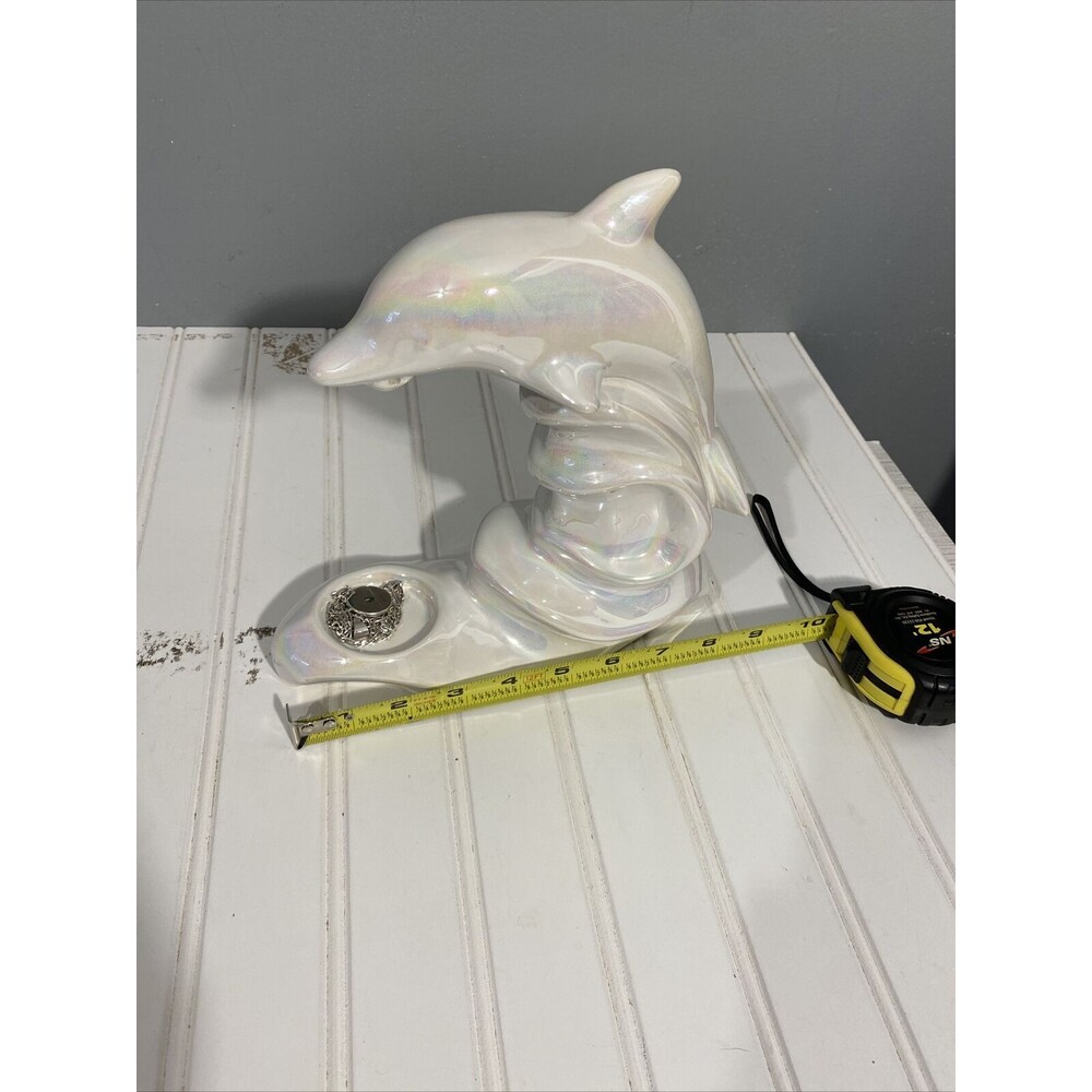 porcelain dolphin jewlery holder white 9” x 9" Made In Poland